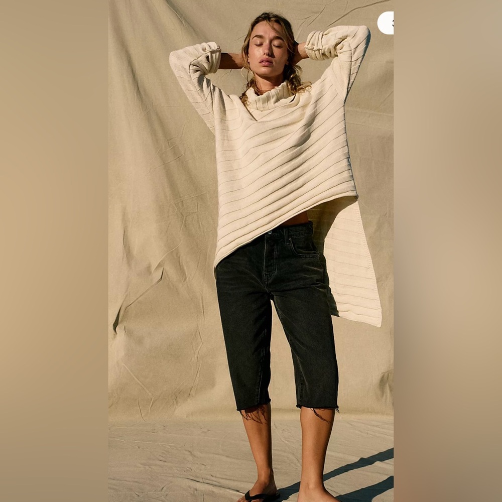 Free People Cream Cowl Neck Sweater